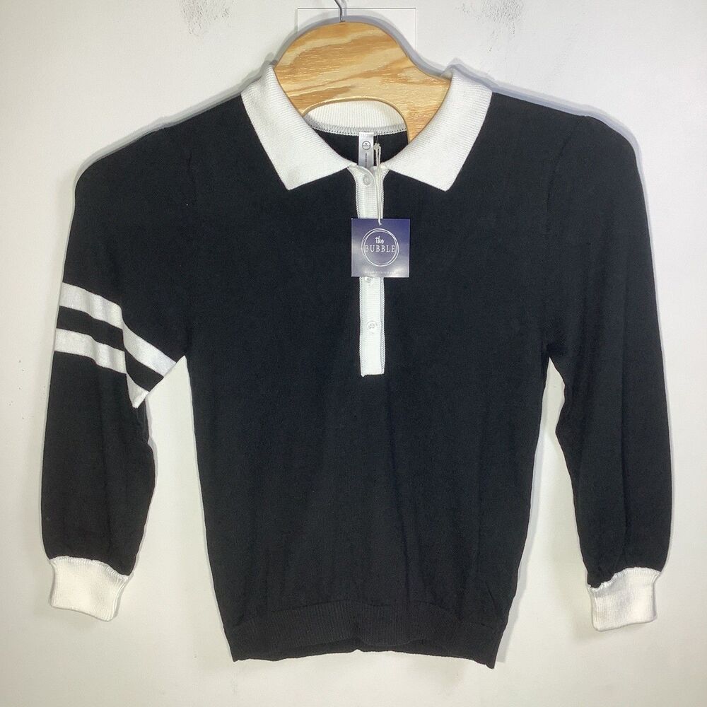 The Bubble‎ Womens Mulligan Long Sleeve Sweater Black Size Large NWT